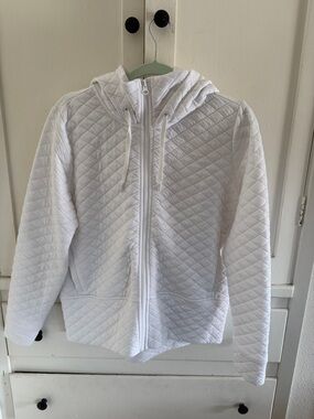 Quilted Hooded Zip Jacket in White